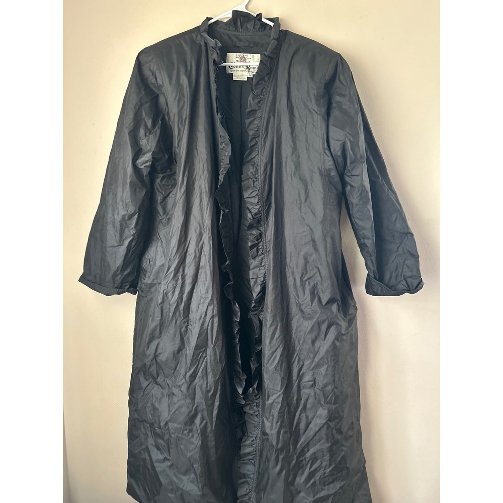 VTG Count‎ Romi Women's Ruffle Trench Coat Size 12  Whimsigoth Feminine Retro